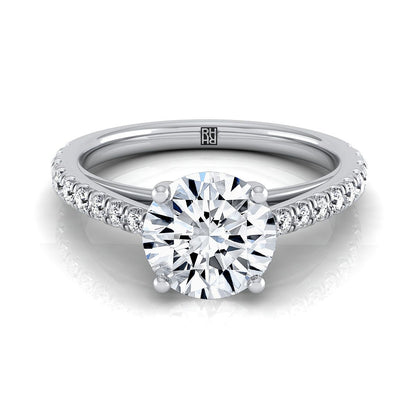 ตัวเรือนแหวนหมั้นเพชร Donna ทรงกลม ฝังปาเว่ ทองคำขาว 18K จาก RockHer