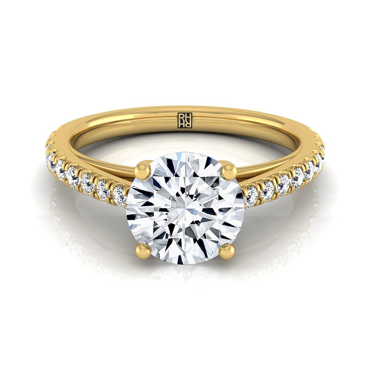ตัวเรือนแหวนหมั้นเพชร Donna ทรงกลม ฝังปาเว่ ทองคำเหลือง 18K จาก RockHer