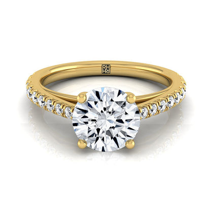 ตัวเรือนแหวนหมั้นเพชร Donna ทรงกลม ฝังปาเว่ ทองคำเหลือง 18K จาก RockHer
