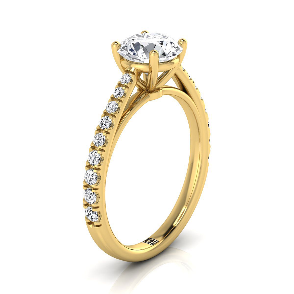 ตัวเรือนแหวนหมั้นเพชร Donna ทรงกลม ฝังปาเว่ ทองคำเหลือง 18K จาก RockHer