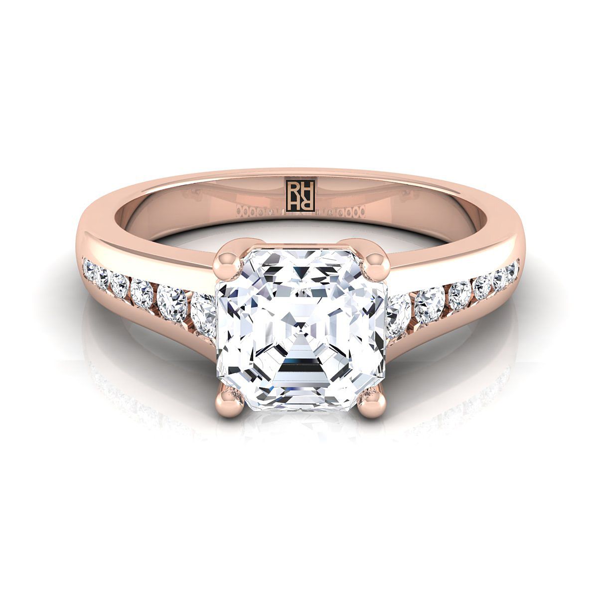 Contemporary Tapered Channel Asscher, in 14K Rose Gold | RockHer