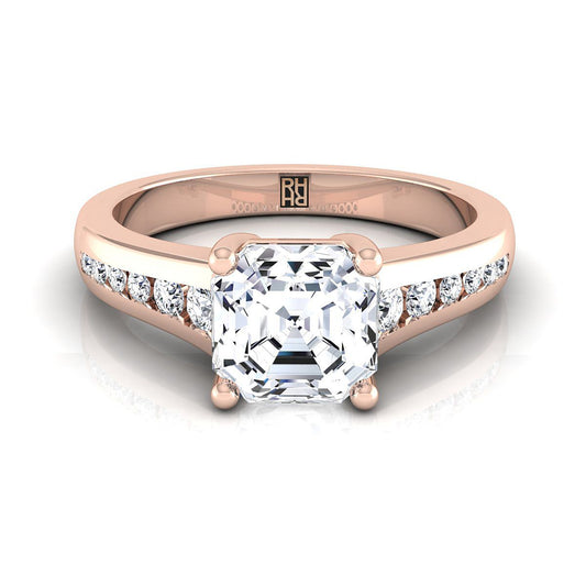 Contemporary Tapered Channel Asscher, in 14K Rose Gold | RockHer