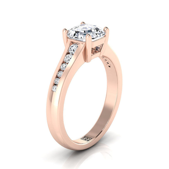 Contemporary Tapered Channel Asscher, in 14K Rose Gold – side profile | RockHer