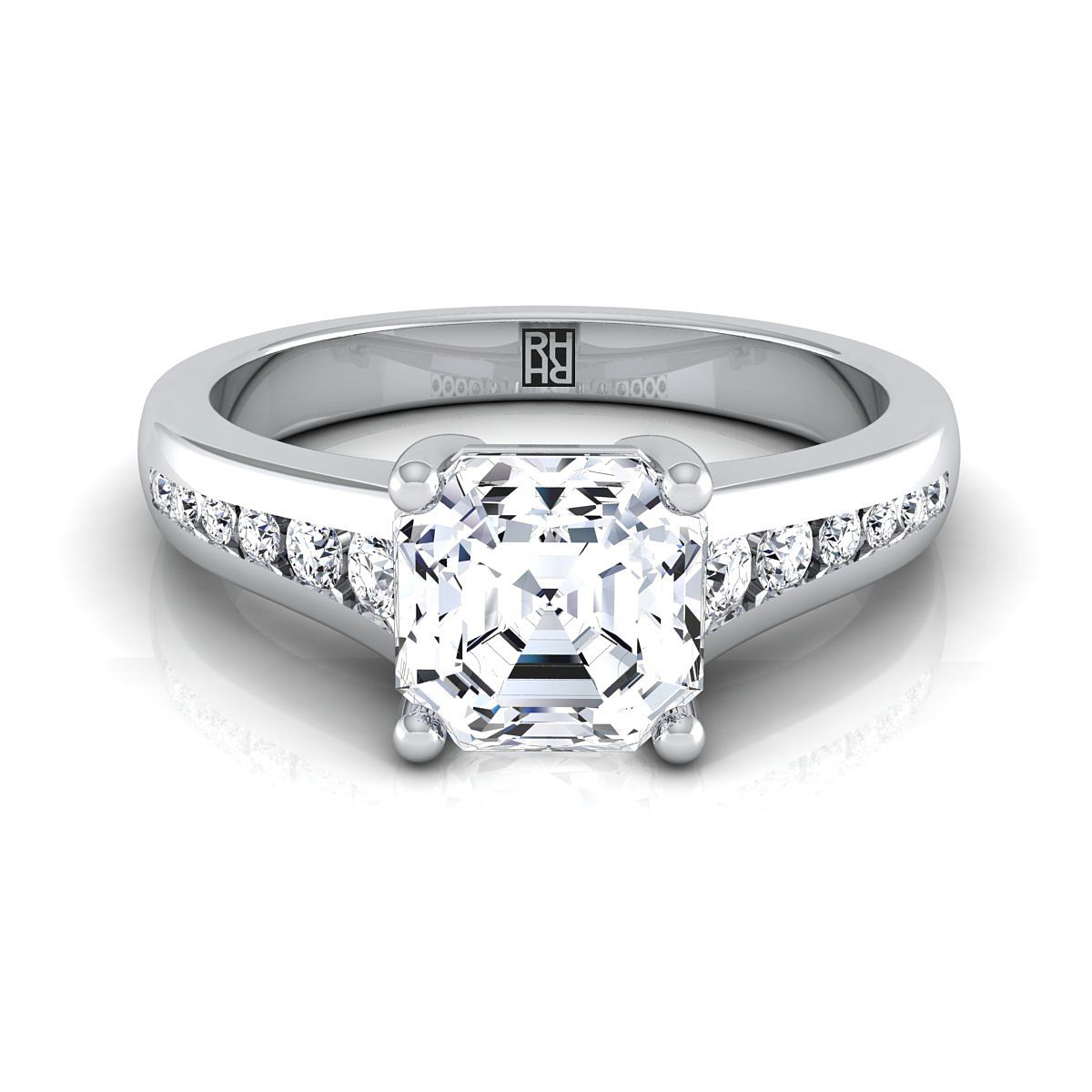 Contemporary Tapered Channel Asscher, in Platinum | RockHer