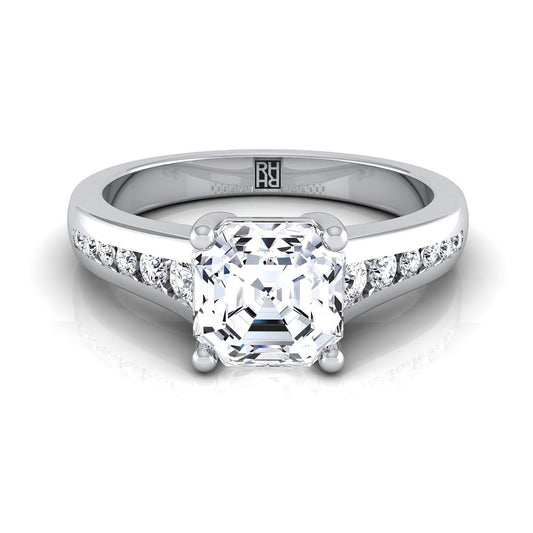 Contemporary Tapered Channel Asscher, in 18K White Gold | RockHer