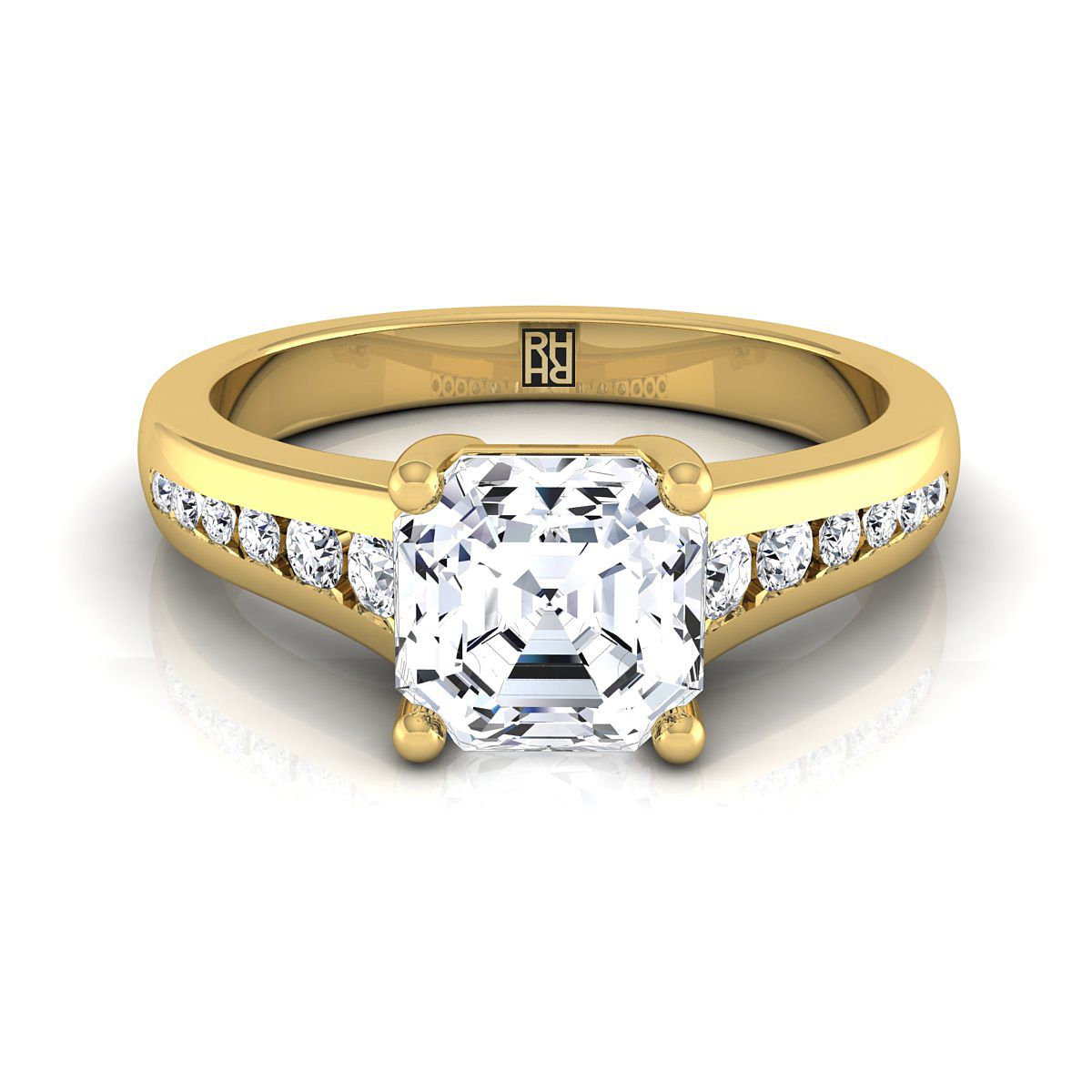 Contemporary Tapered Channel Asscher, in 18K Yellow Gold | RockHer
