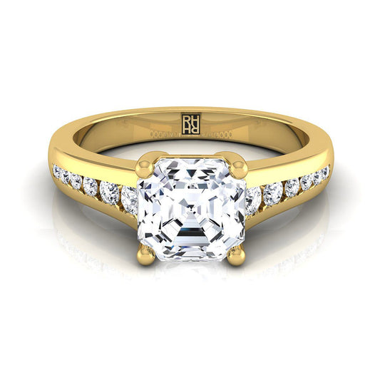 Contemporary Tapered Channel Asscher, in 18K Yellow Gold | RockHer