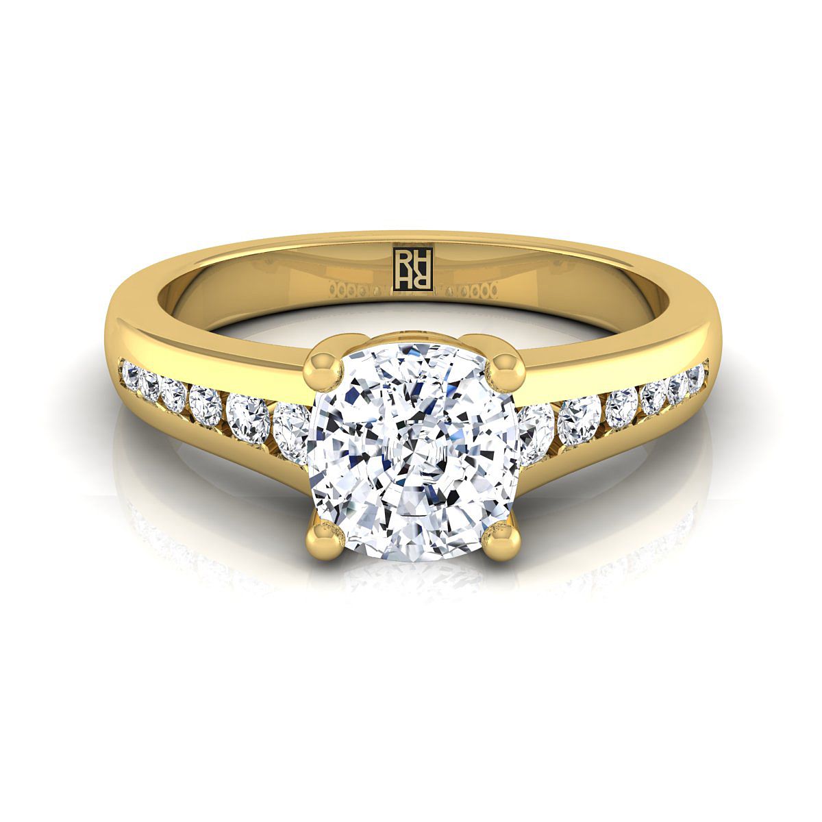 Contemporary Tapered Channel Cushion, in 18K Yellow Gold | RockHer
