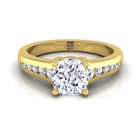 Contemporary Tapered Channel Cushion, in 18K Yellow Gold | RockHer