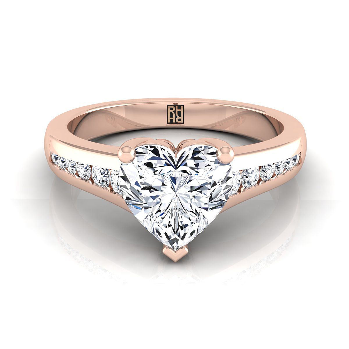 Contemporary Tapered Channel Heart Shape, in 14K Rose Gold | RockHer