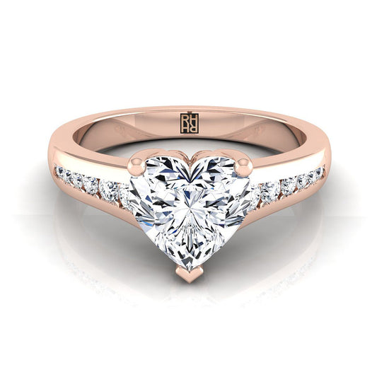 Contemporary Tapered Channel Heart Shape, in 14K Rose Gold | RockHer