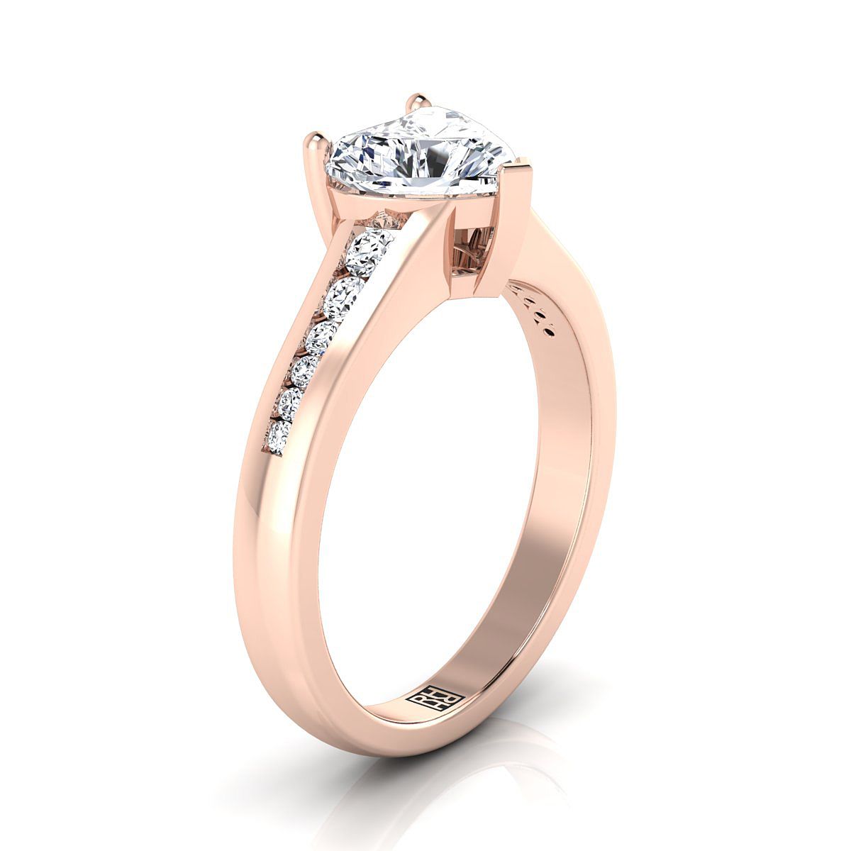 Contemporary Tapered Channel Heart Shape, in 14K Rose Gold – side profile | RockHer