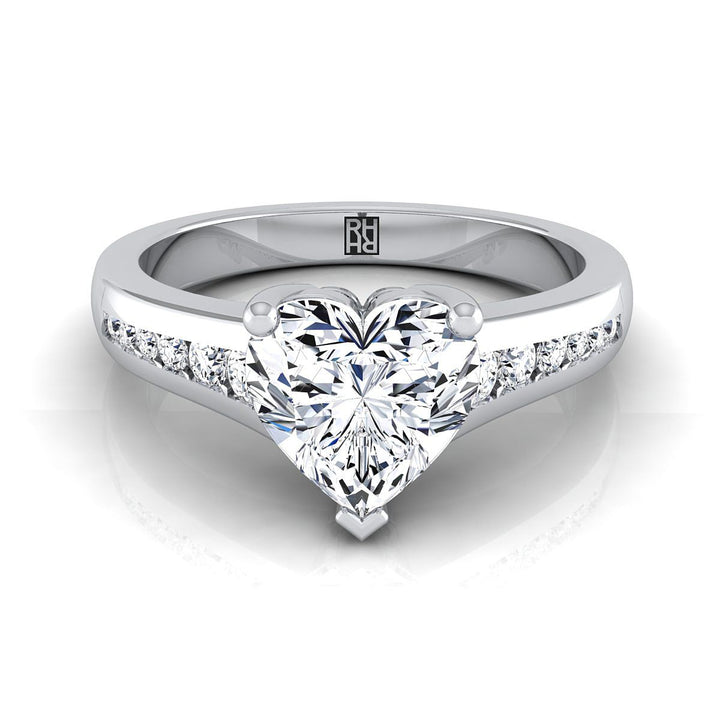 Contemporary Tapered Channel Heart Shape, in Platinum – view 8 | RockHer