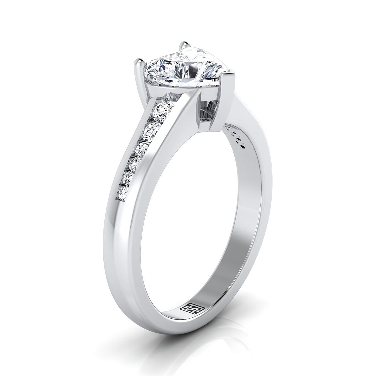 Contemporary Tapered Channel Heart Shape, in 18K White Gold – view 9 | RockHer