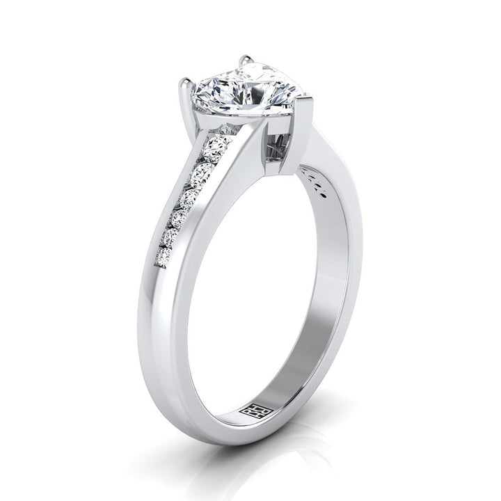 Contemporary Tapered Channel Heart Shape, in 18K White Gold – view 9 | RockHer