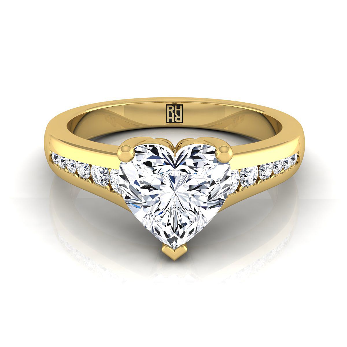 Contemporary Tapered Channel Heart Shape, in 18K Yellow Gold – view 8 | RockHer