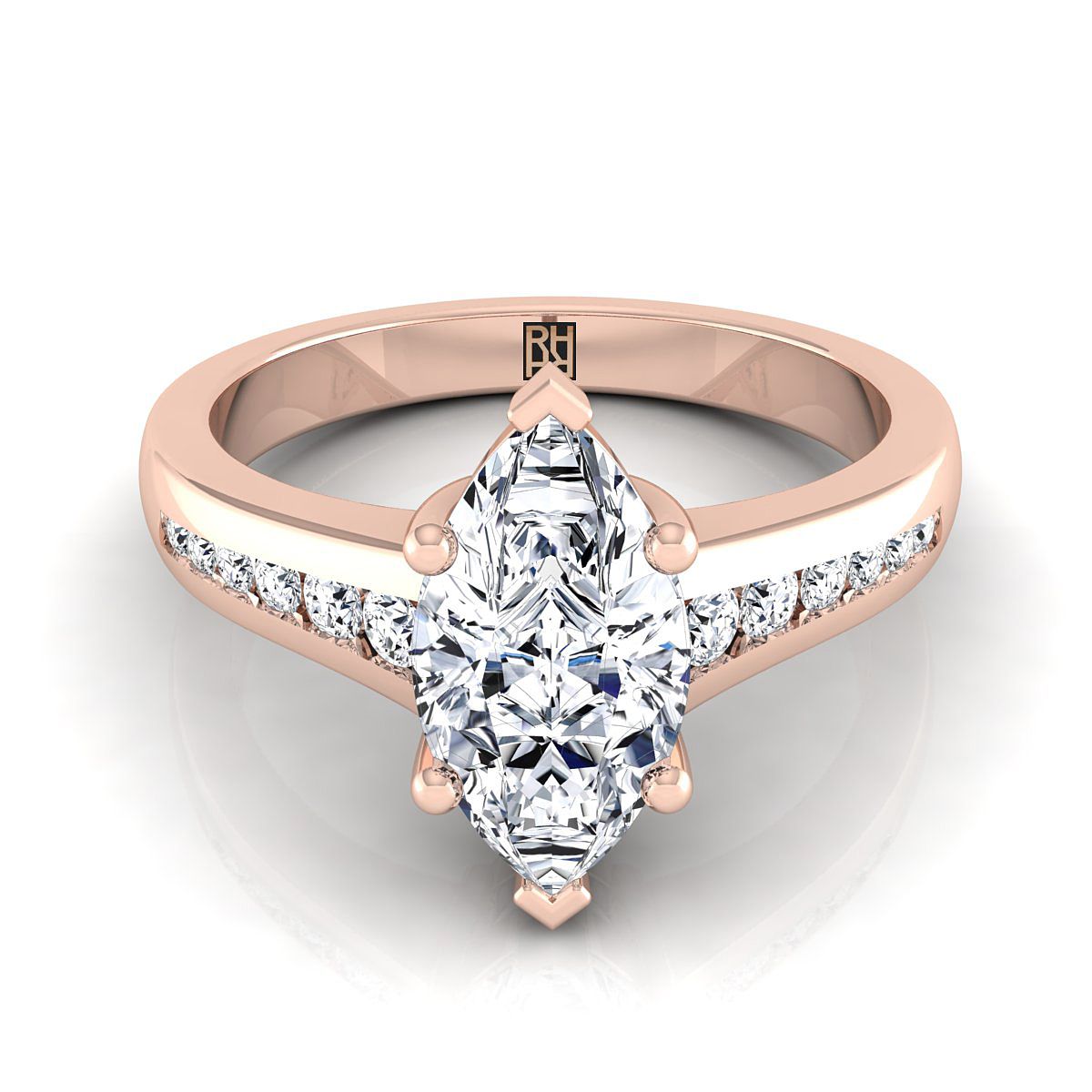 Contemporary Tapered Channel Marquise, in 14K Rose Gold | RockHer