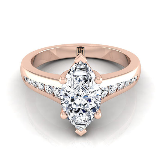 Contemporary Tapered Channel Marquise, in 14K Rose Gold | RockHer