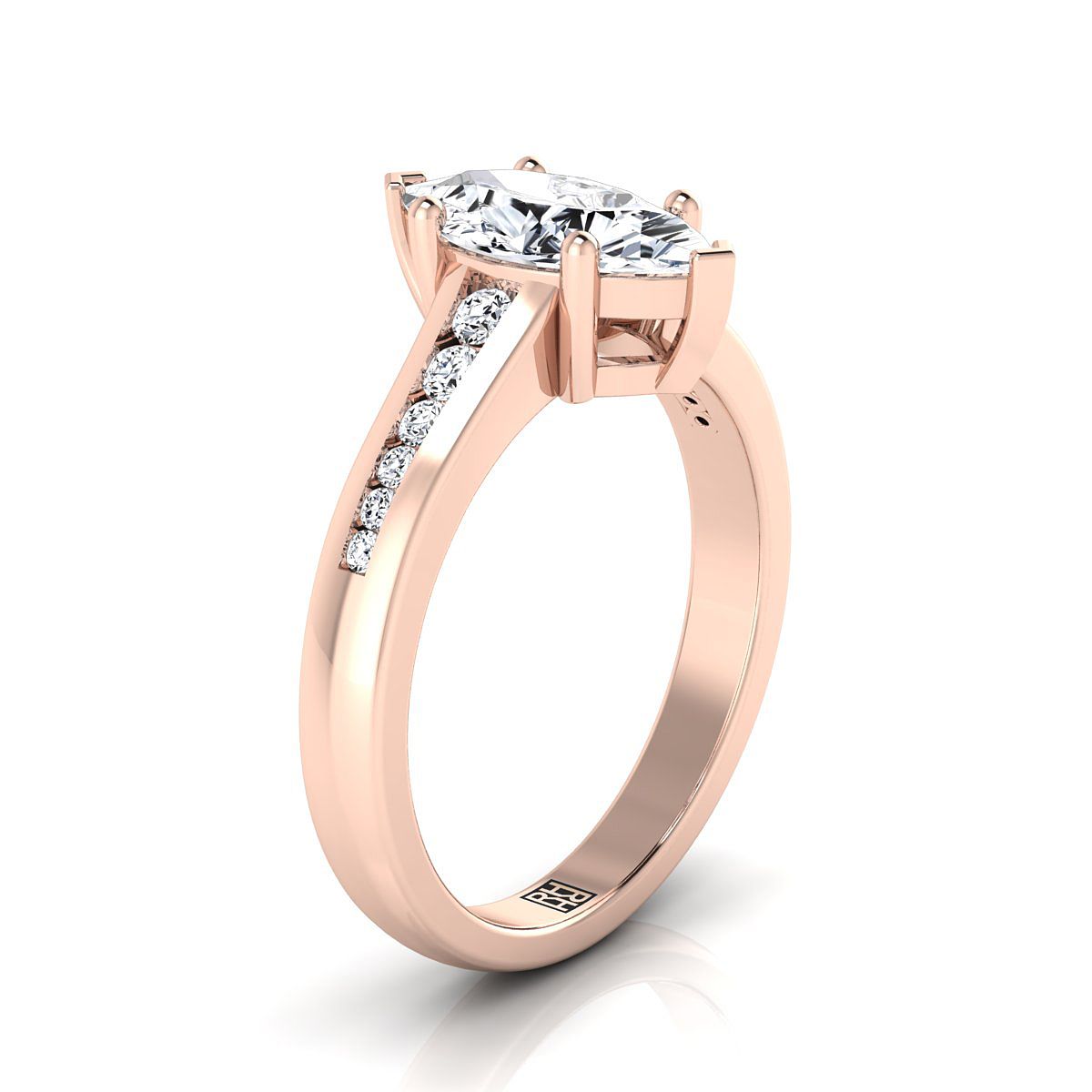 Contemporary Tapered Channel Marquise, in 14K Rose Gold – side profile | RockHer
