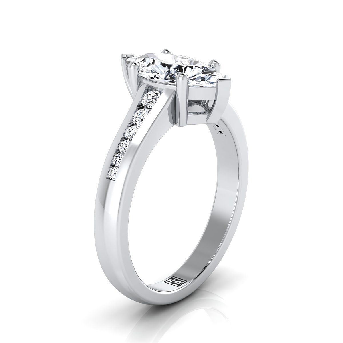Contemporary Tapered Channel Marquise, in Platinum – side profile | RockHer