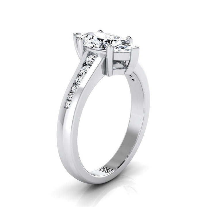 Contemporary Tapered Channel Marquise, in Platinum – side profile | RockHer
