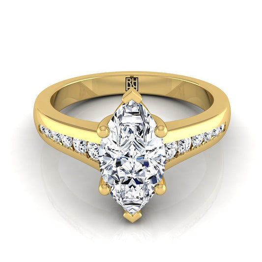 Contemporary Tapered Channel Marquise, in 18K Yellow Gold | RockHer