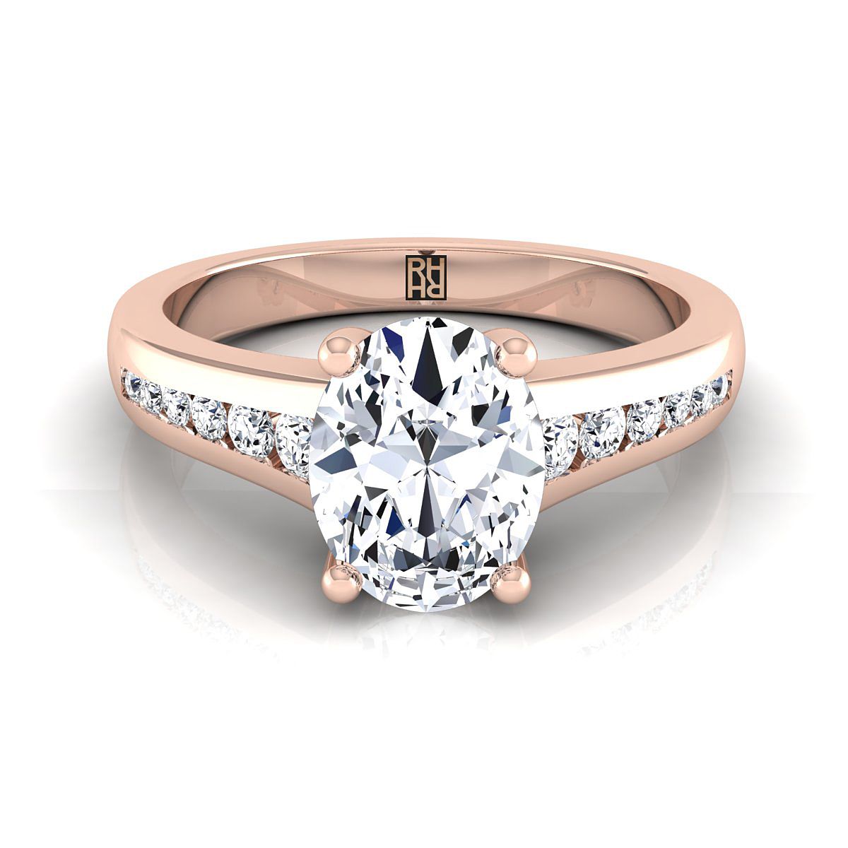 Contemporary Tapered Channel Oval, in 14K Rose Gold | RockHer