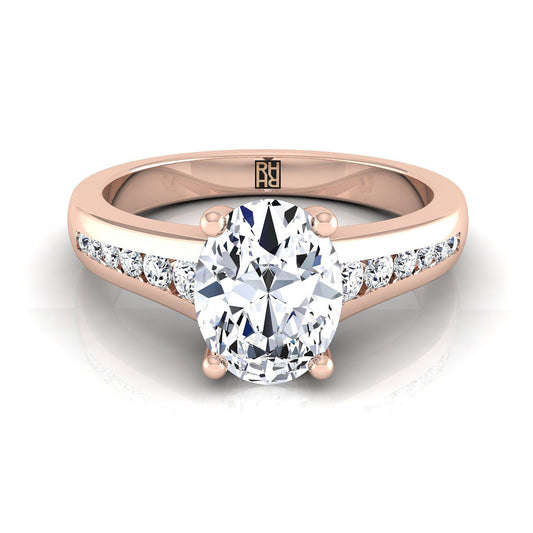 Contemporary Tapered Channel Oval, in 14K Rose Gold | RockHer