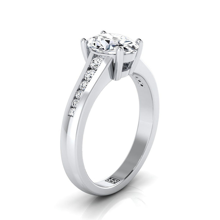 Contemporary Tapered Channel Oval, in 18K White Gold – side profile | RockHer