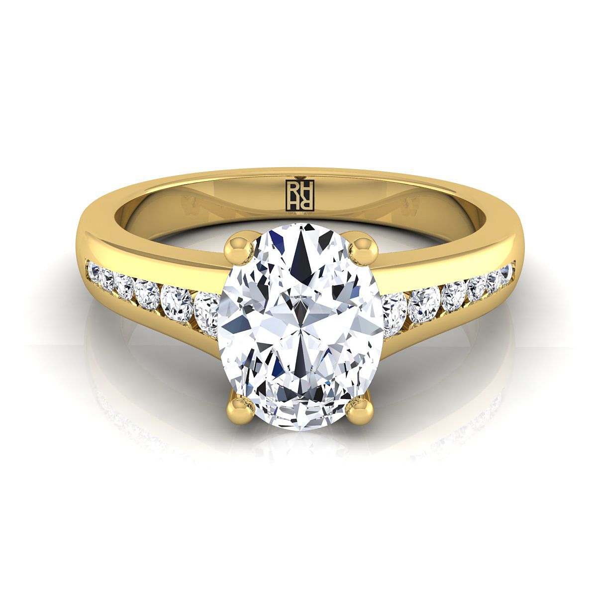 Contemporary Tapered Channel Oval, in 18K Yellow Gold | RockHer