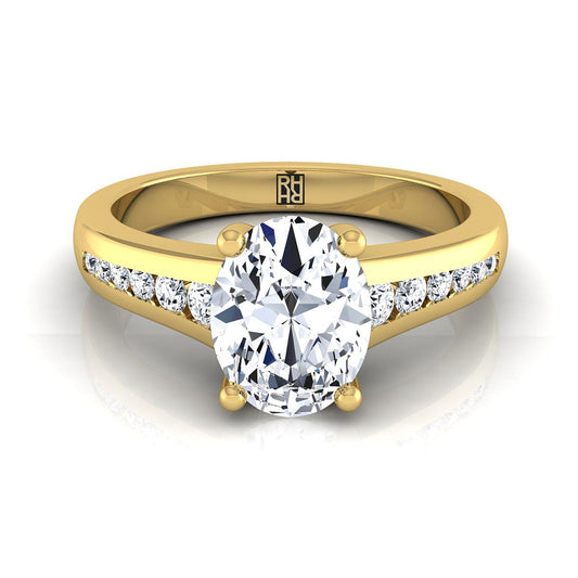 Contemporary Tapered Channel Oval, in 18K Yellow Gold | RockHer