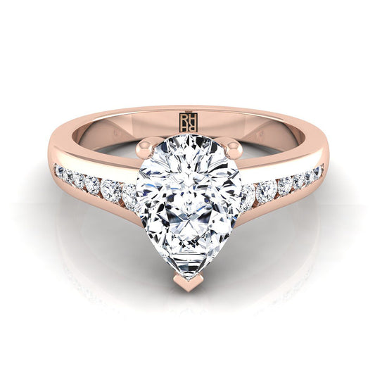 Contemporary Tapered Channel Pear Shape, in 14K Rose Gold | RockHer