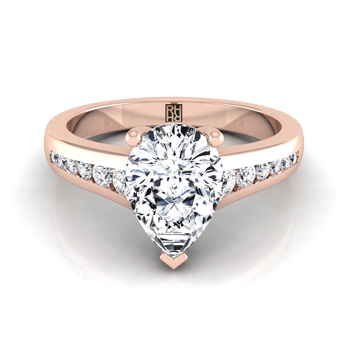 ตัวเรือนแหวนหมั้นเพชร Stevie ทรงหยดน้ำ ฝังแชนเนล ทองคำชมพู 14K จาก RockHer