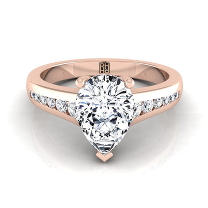 ตัวเรือนแหวนหมั้นเพชร Stevie ทรงหยดน้ำ ฝังแชนเนล ทองคำชมพู 14K จาก RockHer