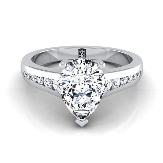 Contemporary Tapered Channel Pear Shape, in Platinum | RockHer