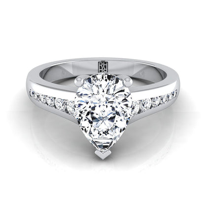 ตัวเรือนแหวนหมั้นเพชร Stevie ทรงหยดน้ำ ฝังแชนเนล ทองคำขาว 18K จาก RockHer