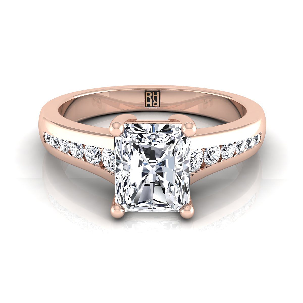 Contemporary Tapered Channel Radiant, in 14K Rose Gold | RockHer