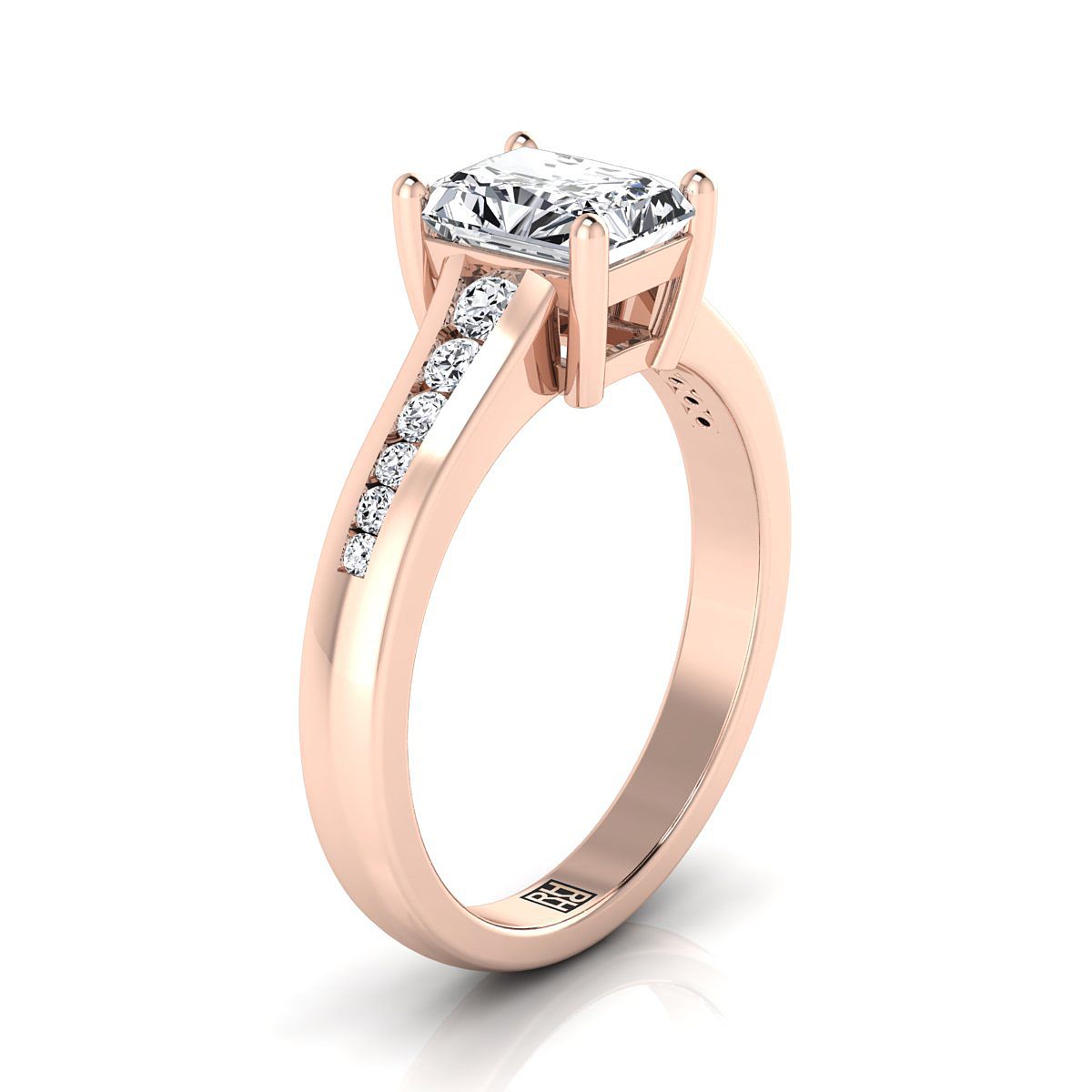 Contemporary Tapered Channel Radiant, in 14K Rose Gold – side profile | RockHer