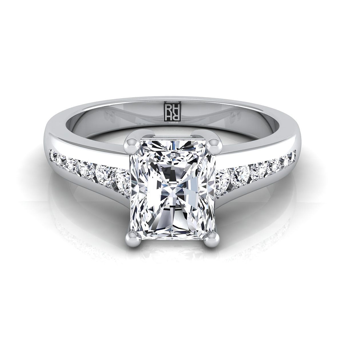 Contemporary Tapered Channel Radiant, in 18K White Gold | RockHer