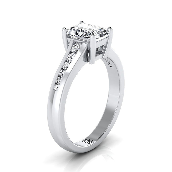 Contemporary Tapered Channel Radiant, in 18K White Gold – side profile | RockHer