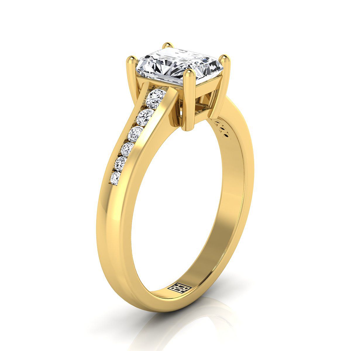 Contemporary Tapered Channel Radiant, in 18K Yellow Gold – side profile | RockHer