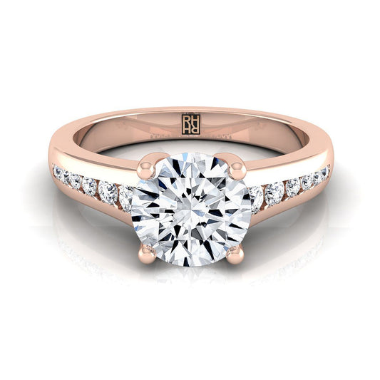 Round Brilliant, Contemporary Tapered Channel, in 14K Rose Gold | RockHer