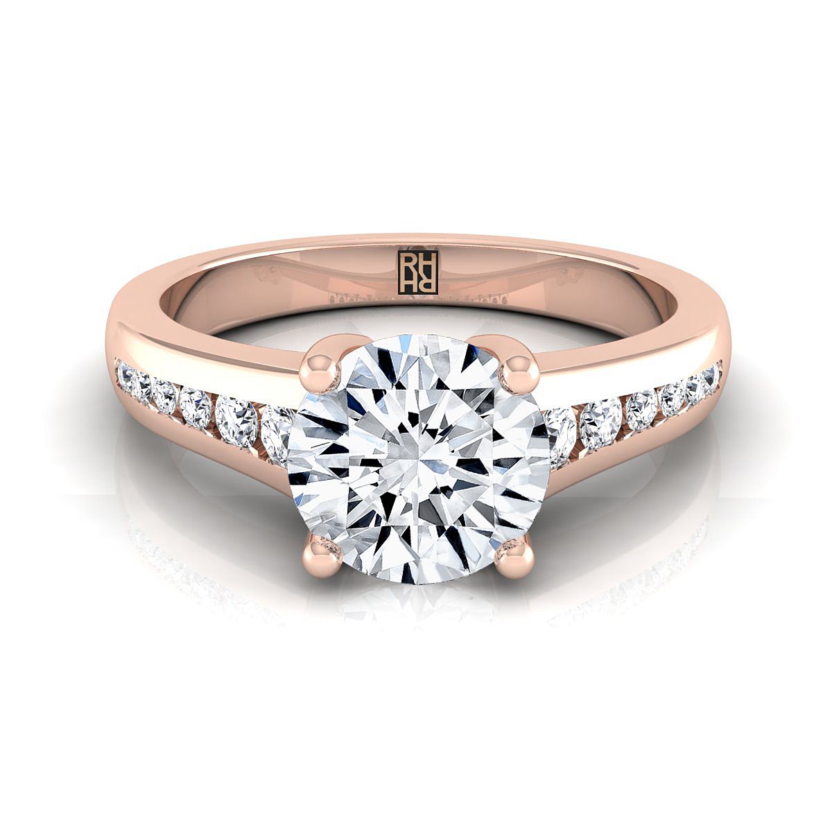 ตัวเรือนแหวนหมั้นเพชร Stevie ทรงกลม ฝังแชนเนล ทองคำชมพู 14K จาก RockHer