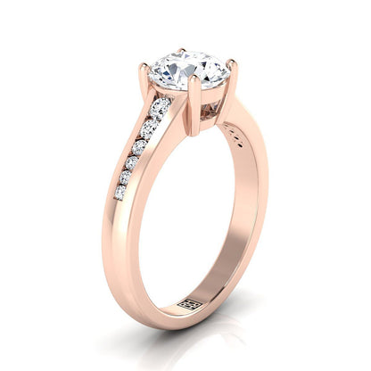 ตัวเรือนแหวนหมั้นเพชร Stevie ทรงกลม ฝังแชนเนล ทองคำชมพู 14K จาก RockHer