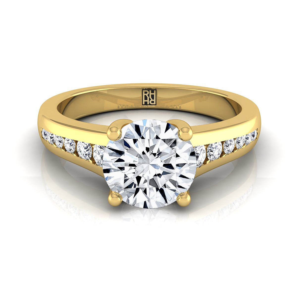 ตัวเรือนแหวนหมั้นเพชร Stevie ทรงกลม ฝังแชนเนล ทองคำเหลือง 18K จาก RockHer