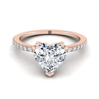 ตัวเรือนแหวนหมั้นเพชร Kelly ทรงหัวใจ ฝังหนาม ทองคำชมพู 14K จาก RockHer