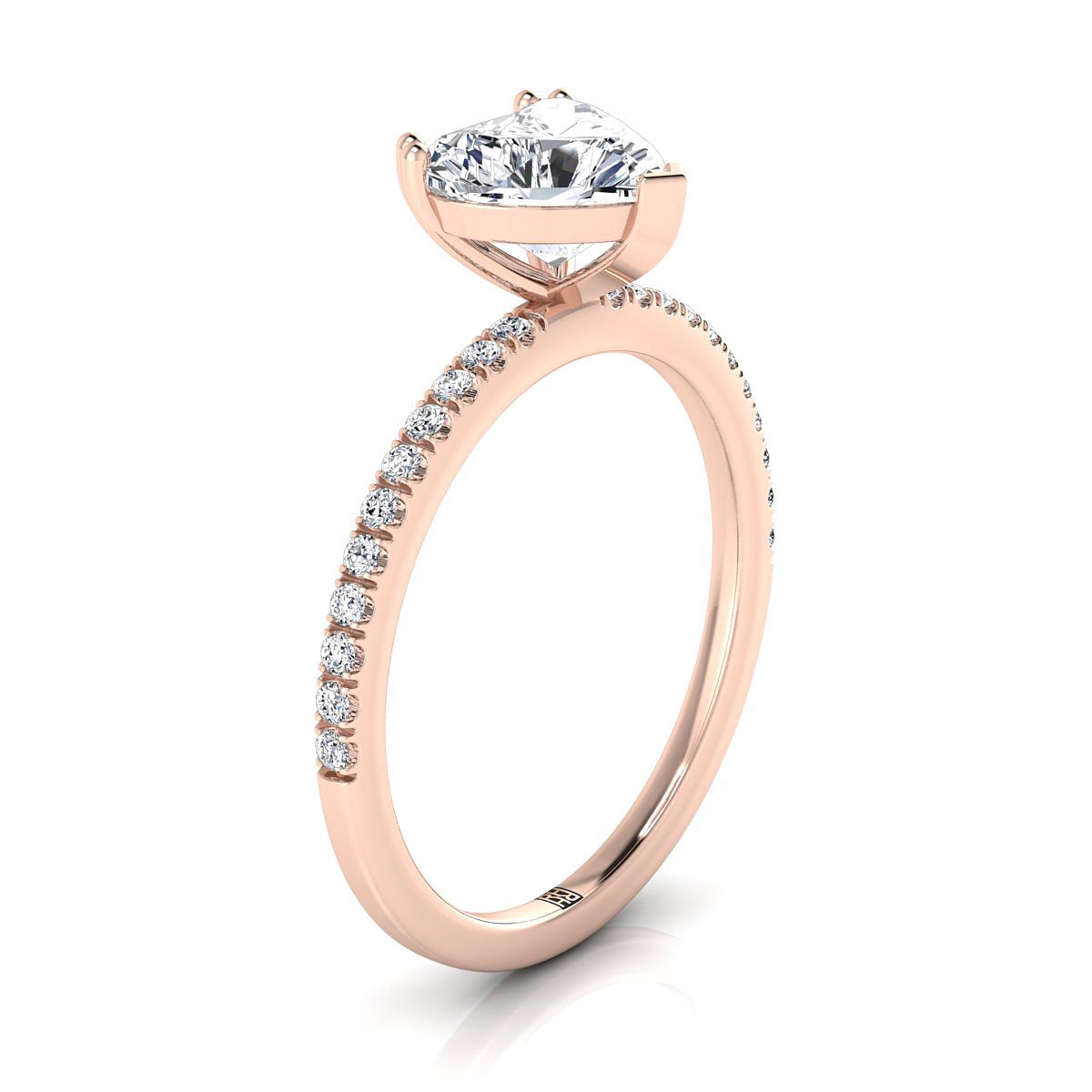 ตัวเรือนแหวนหมั้นเพชร Kelly ทรงหัวใจ ฝังหนาม ทองคำชมพู 14K จาก RockHer