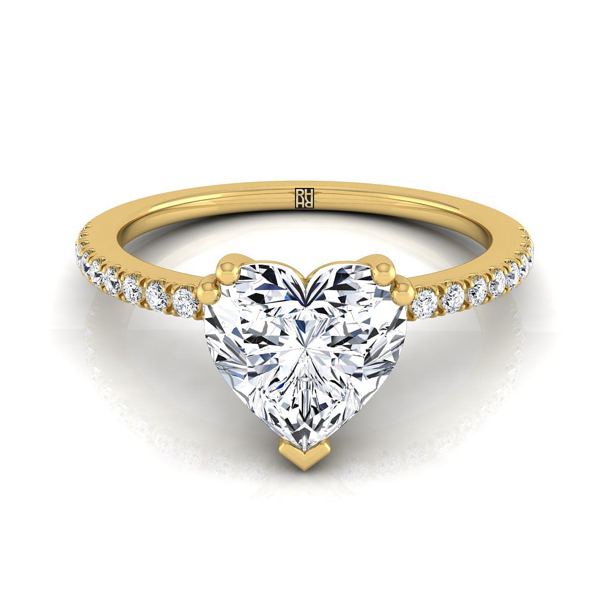 ตัวเรือนแหวนหมั้นเพชร Kelly ทรงหัวใจ ฝังหนาม ทองคำเหลือง 18K จาก RockHer