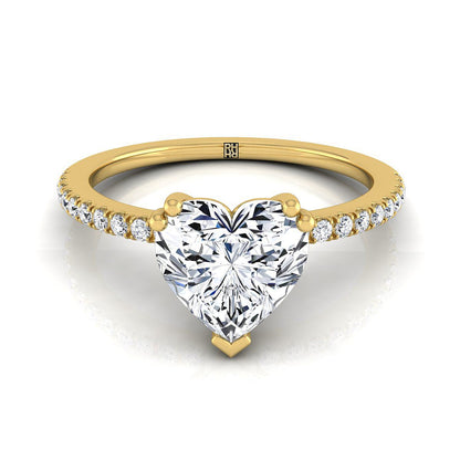 ตัวเรือนแหวนหมั้นเพชร Kelly ทรงหัวใจ ฝังหนาม ทองคำเหลือง 18K จาก RockHer