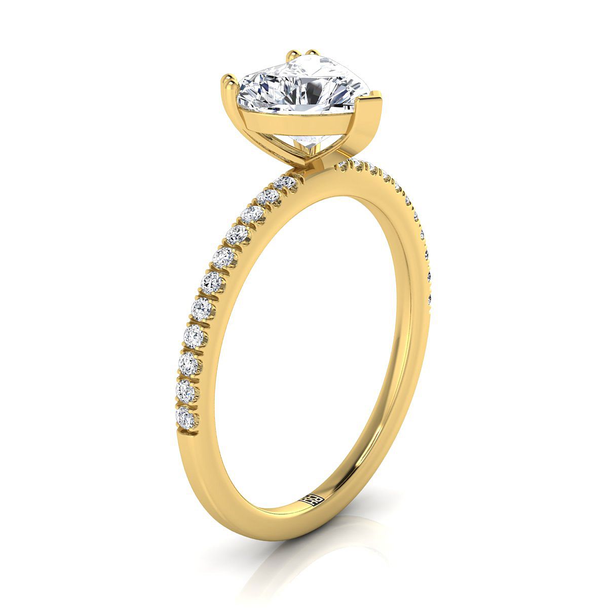 ตัวเรือนแหวนหมั้นเพชร Kelly ทรงหัวใจ ฝังหนาม ทองคำเหลือง 18K จาก RockHer